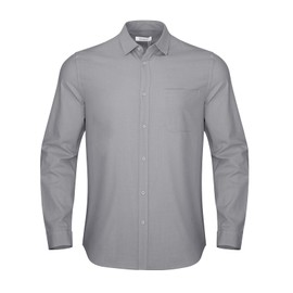 JEKAOYI Button Down Linen Shirts for Men Casual Long Sleeve Regular Fit Cotton Beach Shirts with Pocket Grey