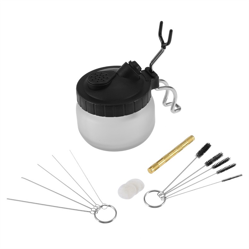Airbrush Cleaning Pot Holder Paint Jar Bottle Clean Needle Nozzle