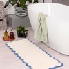 Light Blue Scalloped Long Bathroom Rug Runner Bath Mat