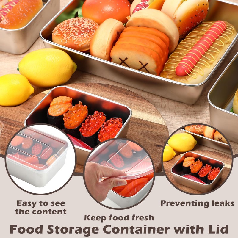 Blushtier 12pcs 6 Sizes Stainless Steel Food Storage Container with