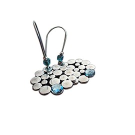 ✿ HELLBLAUE BUBBLES SEIFENBLASEN SCHEIBE HANDGEFERTIGTE HAKEN ✿ lange Haken Ohrringe und Bubble Glas Perlen und Cabochon