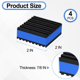 phepetroll 4P Anti Vibration Pads 2'' X 2'' X 7/8" Sound Isolation Ribbed Rubber Mats With EVA Center, Heavy Duty Vibration Isolation Pads for Air Compressos, Conditioner, Treadmill, HVAC Washer Dryer