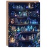 Artery8 Greeting Card White Witch Cupboard Books Crystals Potions Blank