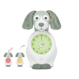 ZAZU Kids Davy Dog - Educational Alarm Clock & Sleep Trainer for Children, LED Children's Alarm Clock, Intelligent Sleep & Wake, Girls & Boys (Green)