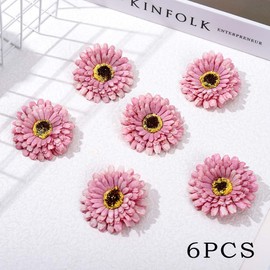 Bouory Flowers Hair Barrettes Pink White Daisy Hairpin Hawaiian Hairclip Boho Hair Accessories for Women 6PCS (Pink, one size)