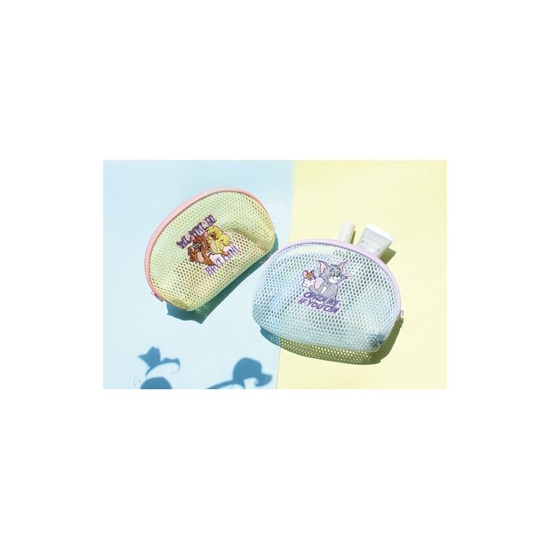 Tees Factory TJ-5544327BL Tom and Jerry Mesh Round Pouch, Blue,