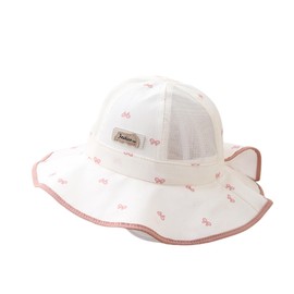 Bansusu Baby Hat, Wide Brim, Baby Cap, Kids, Girls, UV Protection, Summer, Sea Play, Outing, Traveling, Pink, 52.0 cm