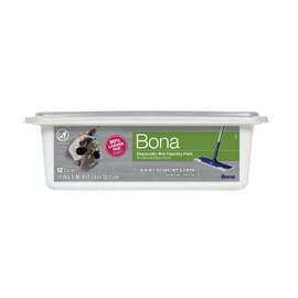 Bona Multi-Surface Floor Disposable Wet Cleaning Pads - 12-Pack - Residue-Free Floor Cleaning Solution for Stone, Tile, Laminate, and Vinyl Floors