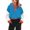 Panadila Womens Quarter Zip Fleece Pullover Sherpa Jacket Oversized Sweatshirt