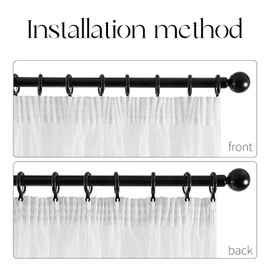 Topfinel Voile Curtains with Decorative Ribbon in Transparent Linen Look, Set of 2