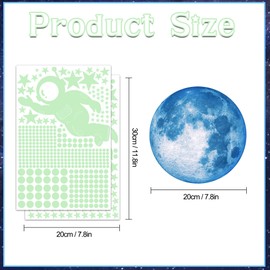 Glow in The Dark Stars,Glow in The Dark Stickers,Glow in The Dark Moon and Planet for Ceiling Space Wall Stickers Luminous Astronaut Solar System Wall Decals for Kids Bedroom Living Room