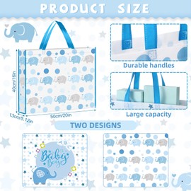 PerKoop Extra Large Baby Gift Bag 20 x 16 Inch Blue Giant Reusable Jumbo Non Woven Fabric Gift Bag for Baby Shower Boy with Handles for Birthday Party