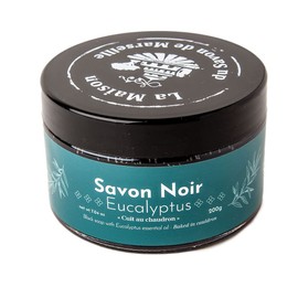 Maison du Savon de Marseille - Hammam Black Soap with Eucalyptus Oil - Exfoliating Body Scrub for Smooth Skin - 200g