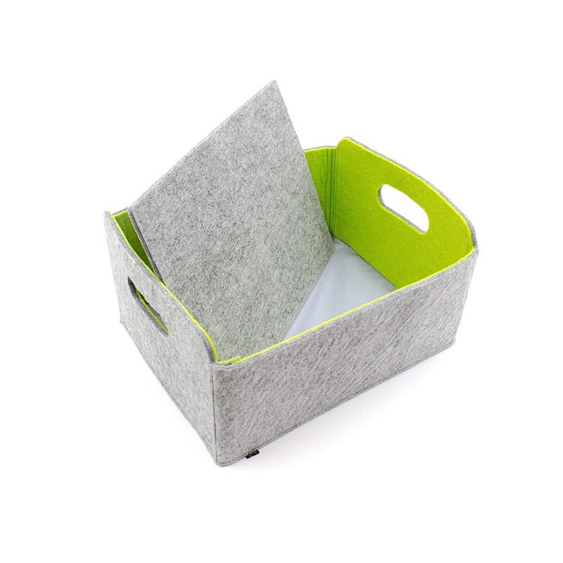 High-Quality Felt Storage Box in Mottled Grey/Green, Washable, 30 x