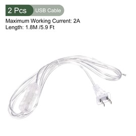 YOKIVE Lamp Cord with Switch, Convenient Distance Lamp Control, Durable Insulation for Lighting Control (Clear, 1.8M) 2 Pack