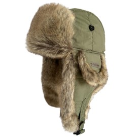 Winter Trapper Hat for Men Women Russian Faux Fur Winter Hat Ushanka Hat Men Aviator Hat with Ear Flaps Army Green