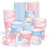 Whaline 50Pcs Gender Reveal Party Paper Cups Pink Blue Team