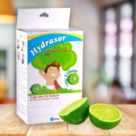Hydrasor Electrolitos Orales Polvo Sabor Limón caja con 25 sobres de 28.4 g c/u
