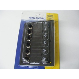 Marpac Toggle Switch Panel-Fuse 15A 12V 6 Gang Black 4.5" Wx6.5 H Boat Marine .7-0518