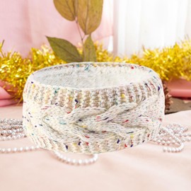 perfeclan Winter Headband for Women, Ear Warmer for Girls Headband Knit Thick Fleece Lined, Cold Weather Warm Ear Muffs, Beige