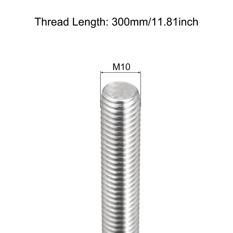 sourcing map Fully Threaded Rod M10 x 300mm 1.5mm Thread