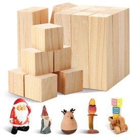 Omtofo Carving Wood, Pack of 18 Natural Basswood for Carving, 10 x 2.5 x 2.5 cm (12 Pieces), 5 x 5 x 5 cm (6 Pieces) Wooden Block DIY Carving for Wood Turning and Carving Wood - Carving Wood for