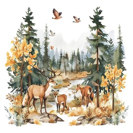 Wall Stickers Animals Cute Deer Jungle Animals Painting Style Interior Stylish Cat Butterfly Wall Sticker Wallpaper Landscape PVC Material DIY Stylish Interior Wallpaper Wallpaper Removable Stylish