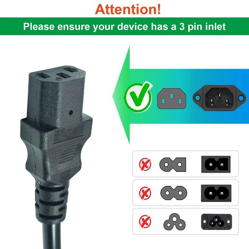 Universal 90 Degree Power Cord NEMA 5-15P to IEC320 C13