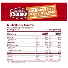 Campbell's Chunky Creamy Cajun Chicken Alfredo Soup 18.8 oz Can