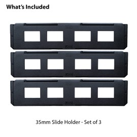 Magnasonic Long Tray Slide Film Holder for 35mm Compatible Film Scanners, Holds 4 Slides to Speed up Processing Time, Easy To Use, Gently Flattens and Protects Film Edges - Set of 3 (ST01)