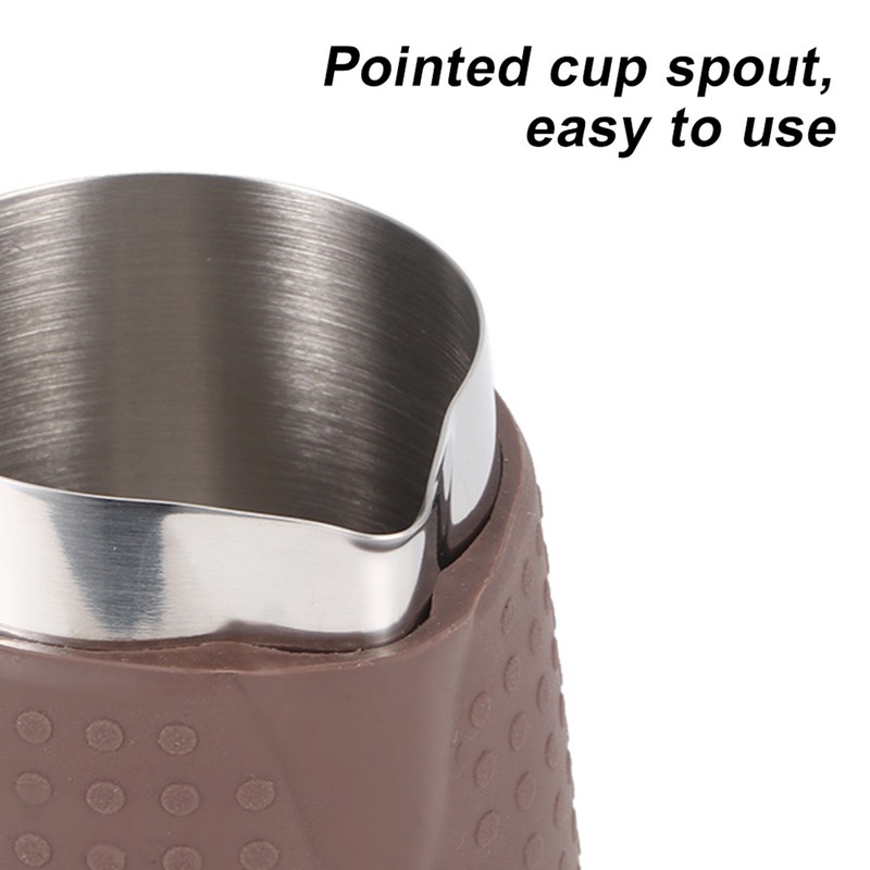 350ml Stainless Steel Milk Frothing Cup Anti-Scald Silicone Coffee Pitcher