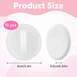 100% Cotton Powder Puff, 10 Pcs Makeup Powder Puff for Face Powder, 2.36 inch Cosmetic Puffs Pads with Ribbon for Loose and Foundation(White)