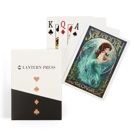 Lantern Press Savannah, Georgia, Mermaid, Teal (52 Playing Cards, Poker Size Card Deck with Jokers)