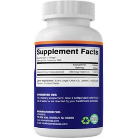 Vitamatic Vitamatic Vitamin D3 10000 IU (250 mcg) - 500 Softgels (Olive Oil Based), Non-GMO, Gluten Free in Cold-Pressed Mini Softgels