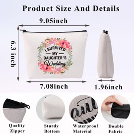 PLITI Mother of The Bride Makeup Bag Bridal Party Gift i Survived My Daughter's Wedding Party Gift for Mom Mother in Law Gift (Daughter Wedding bagCA)