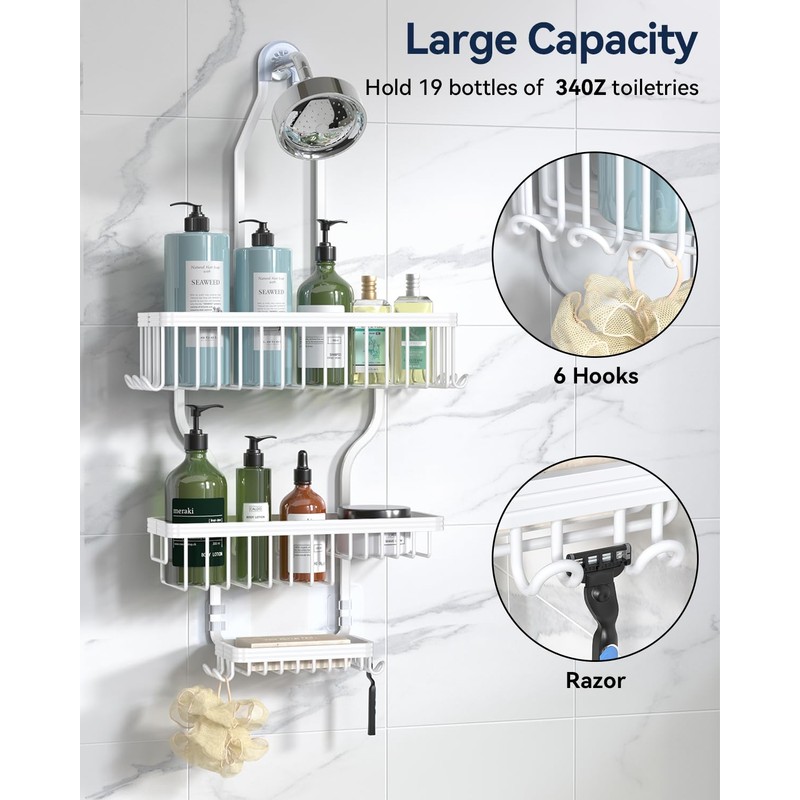 YASONIC Shower Caddy - Never Rust Aluminum Organizer - Over