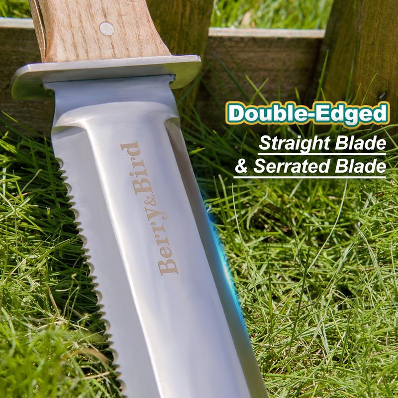 Berry&Bird Hori Hori Garden Knife with Leather Sheath, Premium Gardening