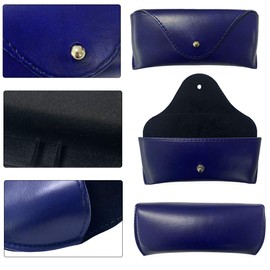 LogHog - Funda de piel portátil para anteojos de sol, funda delgada para mujeres y hombres, funda horizontal para anteojos, Botón-verde azulado, M 码（中码）