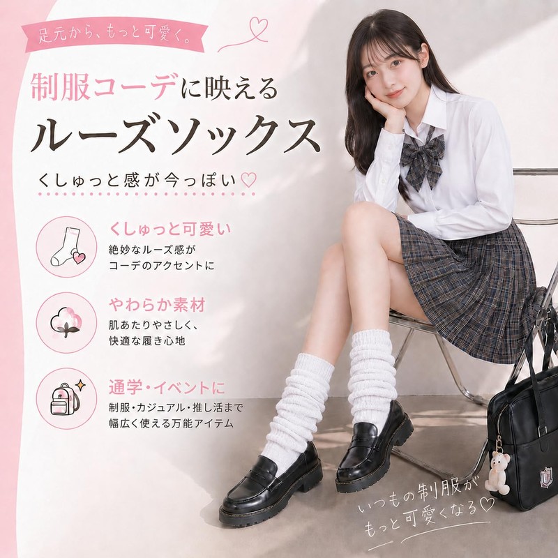 REGANOIR Loose Socks Cute Squishy Warm Flexible White High School