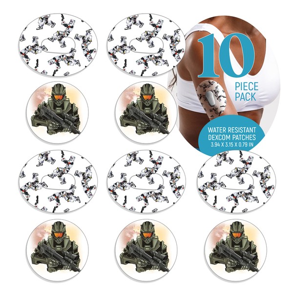 Dexcom Adhesive Mix Soldier Design Adhesive Patches with Split Backing, Easy to Apply x 10 Pack