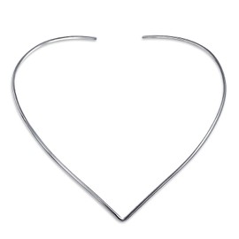 Basic Simple Slider Choker V Shape Collar Statement Necklace For Women .925 Silver Sterling Add Your Pendant 2MM