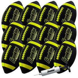 Franklin Sports Junior Size Football - Grip-Rite Youth Footballs - Extra Grip Synthetic Leather Perfect for Kids - 1 Pack Inflated - 12 Pack Deflated with Pump