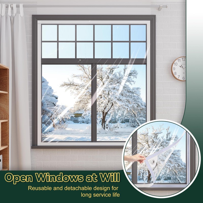 Flehomo 120 x 160 cm Window Insulation Kit, Adjustable Window