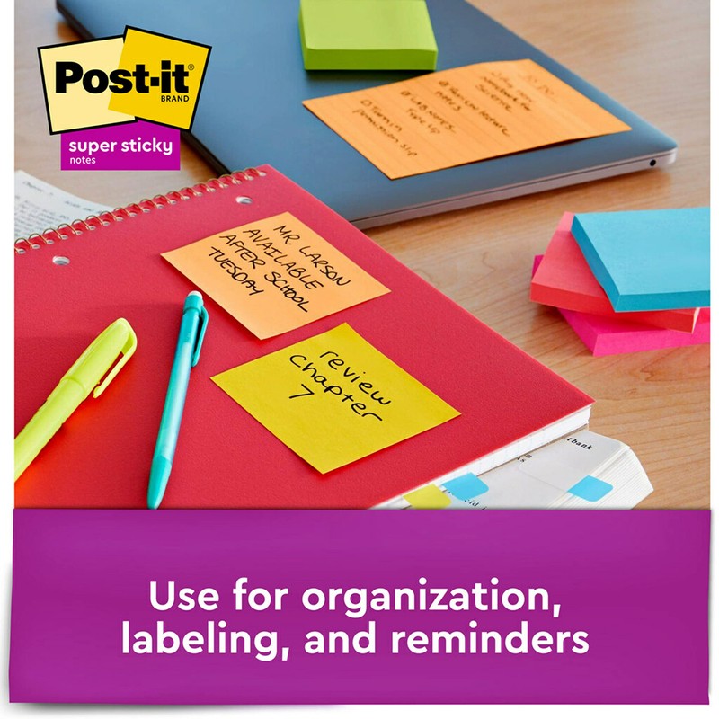 Post-it Super Sticky Notes, 3x3 in, 3 Pads, 2x the