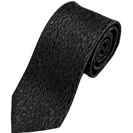 D Plus Arts Tie, Leopard Pattern, Made in Japan, Kyoto, Nishijin Textile, 3 Sizes Available, Black