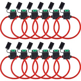 InstallGear ATC Fuse Holder with 30A Fuse, 10 Gauge OFC Power Wire (12 Pack)