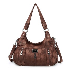 Angelkiss Large Purses and Handbags for Women Washed Faux Leather Crossbody Hobo Satchel Shoulder Handbag Tote Purse