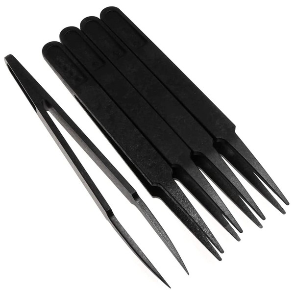 5Pcs Anti-Static Multifunctional Plastic Precision Tweezers Set, Pointed Tip Tweezers