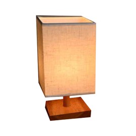 Table Light LED Solid Wood Stable Pedestal Modern Lampshade Night Lamp for Hotel Bedroom Button Switch/with LED Lamp/ Plug Type Square