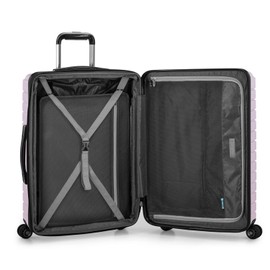 Traveler's Choice Archer Polycarbonate Hardside Luggage with Spinner Wheels, Tie Down Straps, Purple, Checked 25-Inch